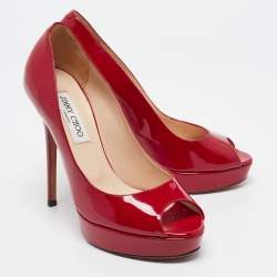 مملوكة مسبقًا Jimmy Choo Red Patent Leather Luna Pumps Size 38.5