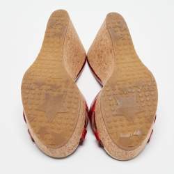 مملوكة مسبقًا Jimmy Choo Red Leather Prima Wedge Sandals Size 38