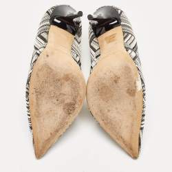 Pre Owned Jimmy Choo Black/White Woven Fabric Anouk Pumps Size 38.5