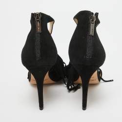 Jimmy Choo Black Suede Viola Tassel Fringe Sandals Size 35