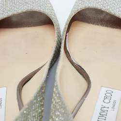 مملوكة مسبقًا Jimmy Choo Gold/Silver Glitter and Leather Isabel Peep Toe Pumps Size 38.5