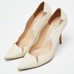 Jimmy Choo Cream Texture Leather Tamika Pumps Size 39