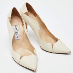 Jimmy Choo Cream Texture Leather Tamika Pumps Size 39
