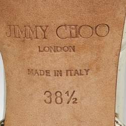 Pre Owned Jimmy Choo Gold Mirror Leather Pointed Toe Slingback Sandals Size 38.5