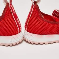 Jimmy Choo Red Suede and Mesh Low Top Sneakers Size 39.5
