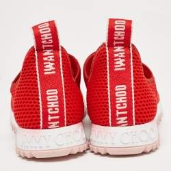 Jimmy Choo Red Suede and Mesh Low Top Sneakers Size 39.5