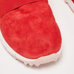 Jimmy Choo Red Suede and Mesh Low Top Sneakers Size 39.5