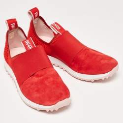 Jimmy Choo Red Suede and Mesh Low Top Sneakers Size 39.5
