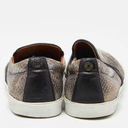 Jimmy Choo Brown/Black Snakeskin Embossed Brooklyn Slip On Sneakers Size 37