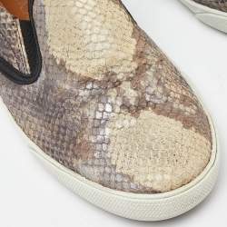 Jimmy Choo Brown/Black Snakeskin Embossed Brooklyn Slip On Sneakers Size 37