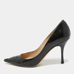 Pre Owned Jimmy Choo Black Patent Leather Love Pumps Size 38