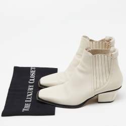 Jimmy Choo Off White Leather Ankle Boots Size 37