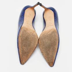 Pre Owned Jimmy Choo Blue/Black Watersnake Leather Romy Pumps Size 40
