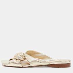 Jimmy Choo Gold Leather Narisa Slide Flats Size 39.5