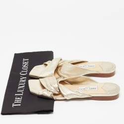 Jimmy Choo Gold Leather Narisa Slide Flats Size 39.5