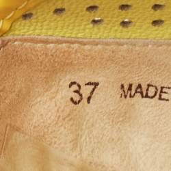 Pre Owned Jimmy Choo Yellow Perforated Patent Leather Walsh Bow Ballet Flats Size 37