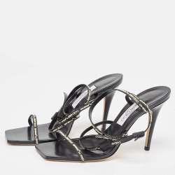 Pre Owned Jimmy Choo X Off-White  Black Leather Jane Sandals Size 39
