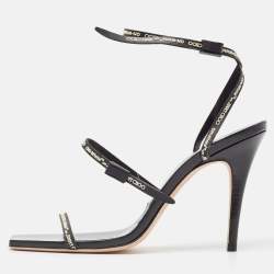 Pre Owned Jimmy Choo X Off-White  Black Leather Jane Sandals Size 39