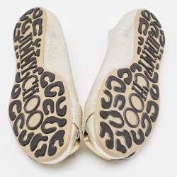 Pre Owned Jimmy Choo Silver Leather Morse Ballet Flats Size 38.5