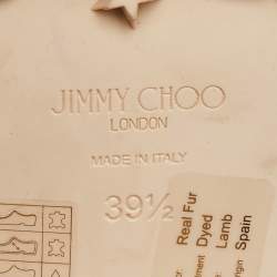 Pre Owned Jimmy Choo Beige Suede and Fur Block Heel Ankle Boots Size 39.5