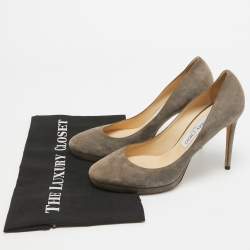 Jimmy Choo Grey Suede Cosmic Pointed Toe Pumps Size 39