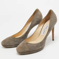 Jimmy Choo Grey Suede Cosmic Pointed Toe Pumps Size 39