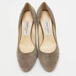 Jimmy Choo Grey Suede Cosmic Pointed Toe Pumps Size 39