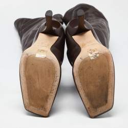 Pre Owned Jimmy Choo Brown Leather Over The Knee Length Boots Size 40