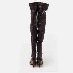 Pre Owned Jimmy Choo Brown Leather Over The Knee Length Boots Size 40