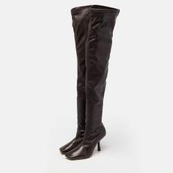 Pre Owned Jimmy Choo Brown Leather Over The Knee Length Boots Size 40