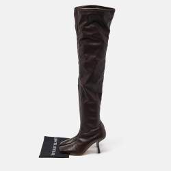 Pre Owned Jimmy Choo Brown Leather Over The Knee Length Boots Size 40