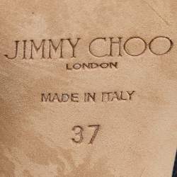 Pre Owned Jimmy Choo Black Suede Crystal Embellished Bow Ankle Strap Sandals Size 37