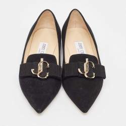 Pre Owned Jimmy Choo Black Suede Gala Smoking Slipper Size 35