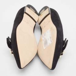 Pre Owned Jimmy Choo Black Suede Gala Smoking Slipper Size 35