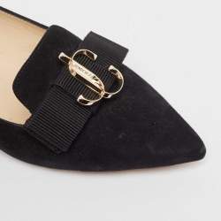 Pre Owned Jimmy Choo Black Suede Gala Smoking Slipper Size 35