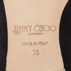 Pre Owned Jimmy Choo Black Suede Gala Smoking Slipper Size 35