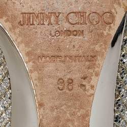 Jimmy Choo Silver Glitter Baxen Wedge Pumps Size 38