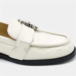 Jimmy Choo White Leather Crystal Embellished Loafers Size 38.5