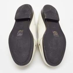 Jimmy Choo White Leather Crystal Embellished Loafers Size 38.5