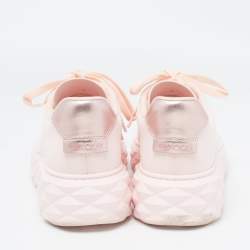 Pre Owned Jimmy Choo Pink Knit Fabric Diamond Light Maxi Sneakers Size 40