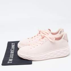 Pre Owned Jimmy Choo Pink Knit Fabric Diamond Light Maxi Sneakers Size 40