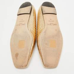 Pre Owned Jimmy Choo Gold Embossed Croc Mirele Ballet Flats Size 36
