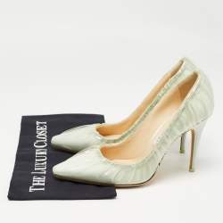 Jimmy Choo x Off-White Light Blue Satin and Pleated PVC Anne Pumps Size 39