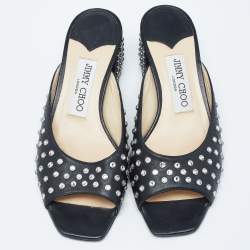 Pre Owned Jimmy Choo Black Studded Leather Jynx Mules Size 36