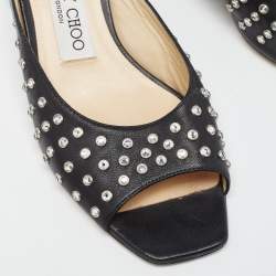 Pre Owned Jimmy Choo Black Studded Leather Jynx Mules Size 36