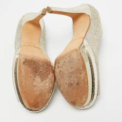 Jimmy Choo Gold Glitter Fabric Torte Platform Pumps Size 39