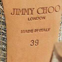 Jimmy Choo Gold Glitter Fabric Torte Platform Pumps Size 39