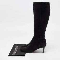 Pre Owned Jimmy Choo Black Suede Pointed Toe Knee Length Boots Size 36.5