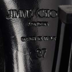 Pre Owned Jimmy Choo Black/Metallic Suede and Leather Cut Out Tamber Booties Size 37