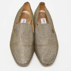 Pre Owned Jimmy Choo Gold Glitter Lame Fabric Slip On Smoking Slippers Size 35.5
